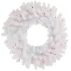 Pre-Lit Geneva White Spruce Artificial Christmas Wreath, 24-Inch, Pink Lights
