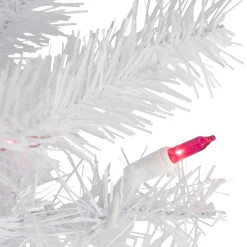 Pre-Lit Geneva White Spruce Artificial Christmas Wreath, 24-Inch, Pink Lights