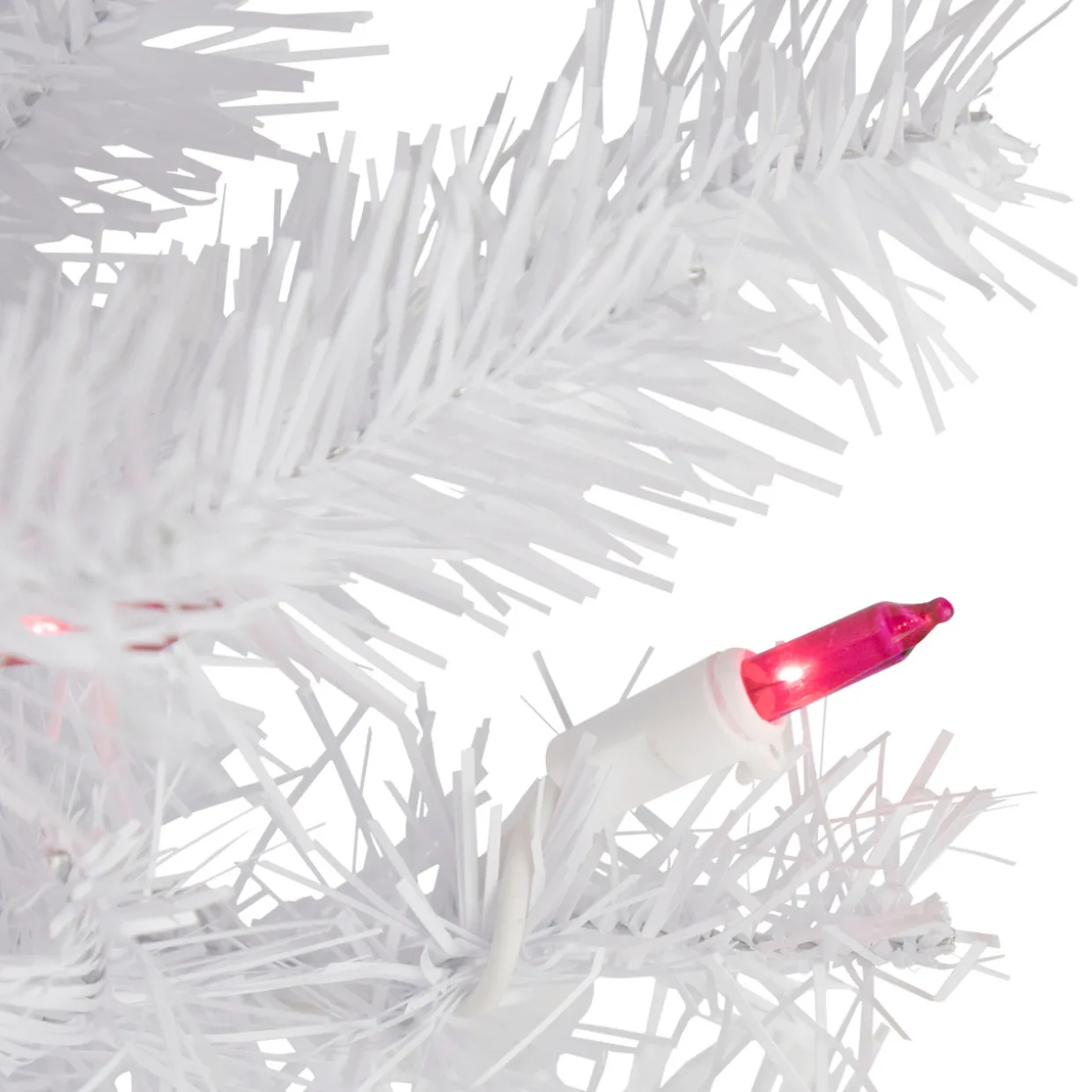 Pre-Lit Geneva White Spruce Artificial Christmas Wreath, 24-Inch, Pink Lights