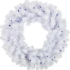 Pre-Lit Geneva White Spruce Artificial Christmas Wreath, 24-Inch, Blue Lights