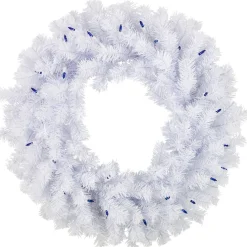 Pre-Lit Geneva White Spruce Artificial Christmas Wreath, 24-Inch, Blue Lights