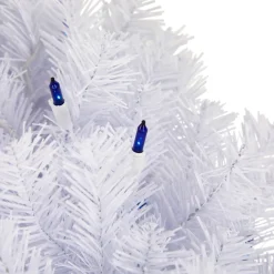 Pre-Lit Geneva White Spruce Artificial Christmas Wreath, 24-Inch, Blue Lights