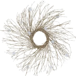 Pre-lit Glittered Twig and Snowflake Christmas Wreath - 28" - Warm White LED Lights