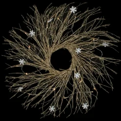 Pre-lit Glittered Twig and Snowflake Christmas Wreath - 28