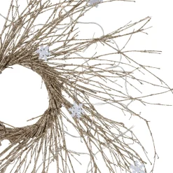 Pre-lit Glittered Twig and Snowflake Christmas Wreath - 28