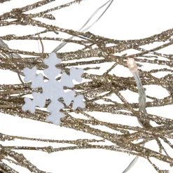 Pre-lit Glittered Twig and Snowflake Christmas Wreath - 28