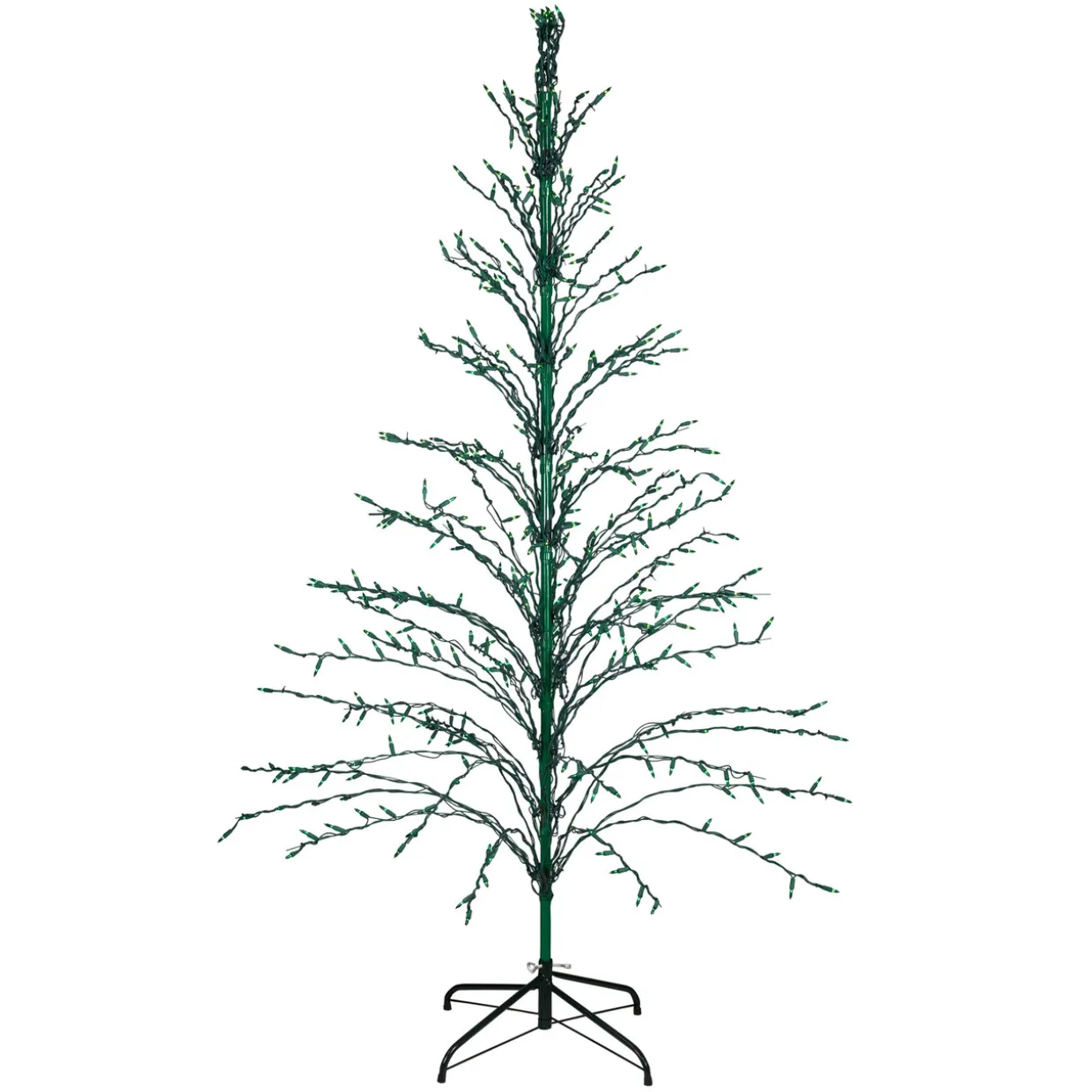 Pre-Lit Green Cascade Twig Tree Outdoor Christmas Decoration - 6' - Green Lights