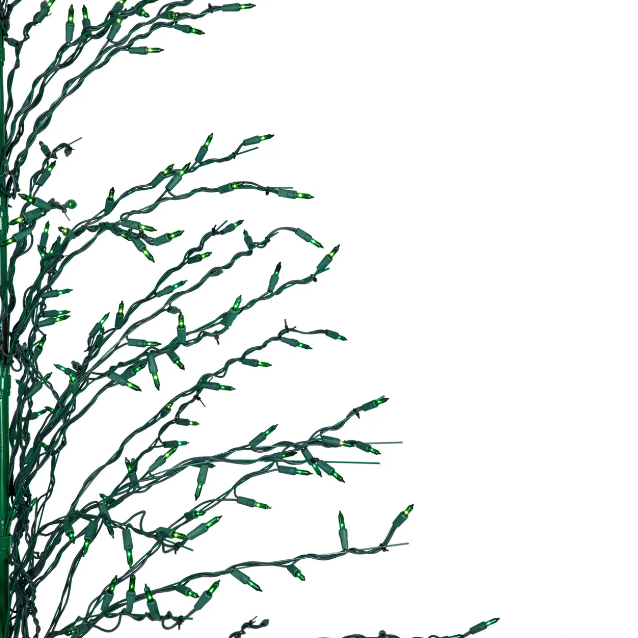 Pre-Lit Green Cascade Twig Tree Outdoor Christmas Decoration - 6' - Green Lights