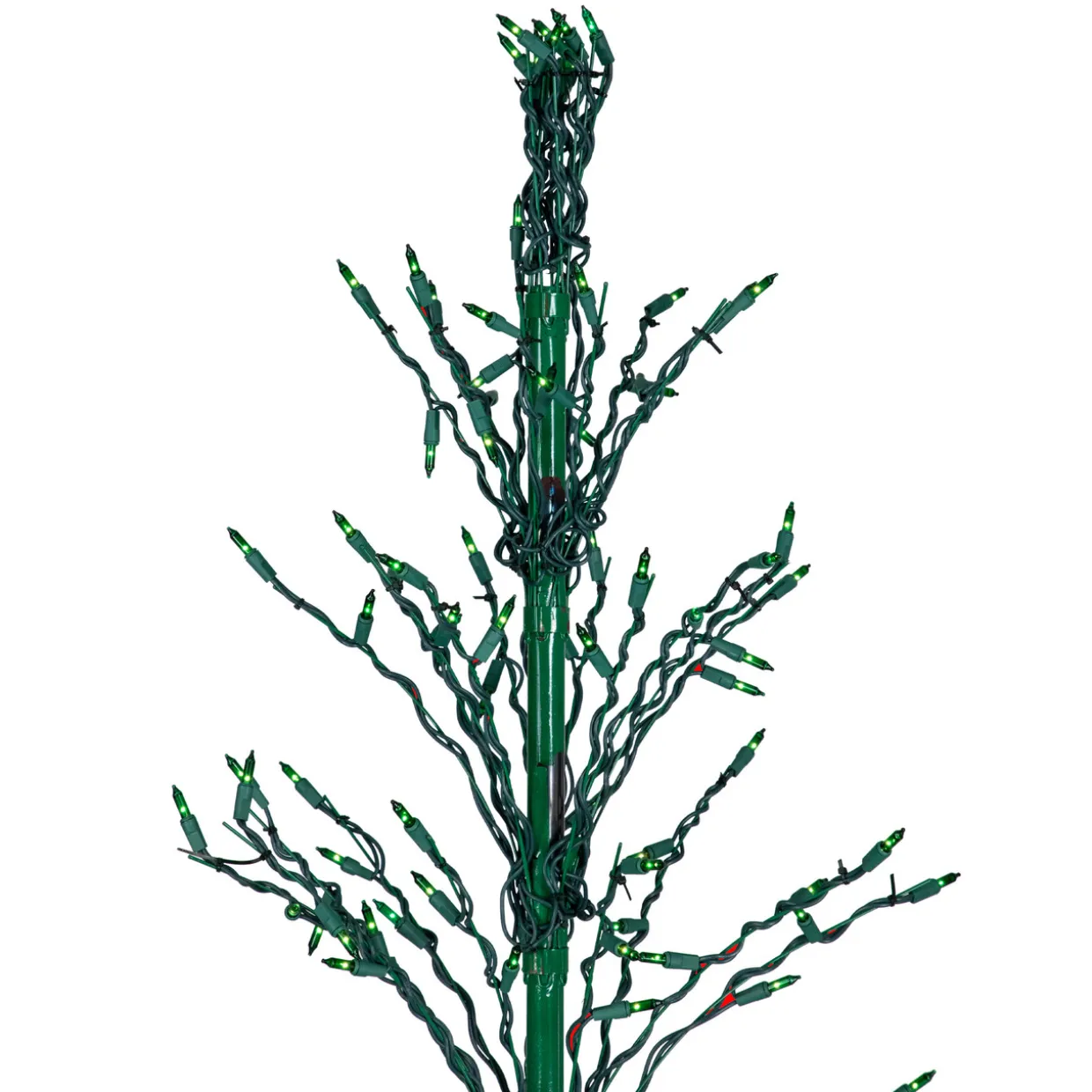 Pre-Lit Green Cascade Twig Tree Outdoor Christmas Decoration - 6' - Green Lights