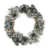 Pre-lit Heavily Flocked Pine Artificial Christmas Wreath - 24" - Clear Lights