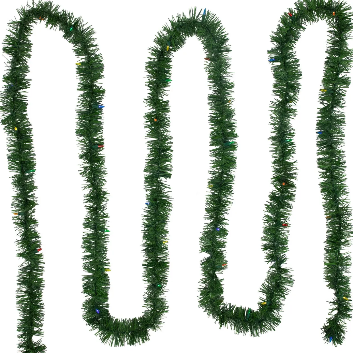 Pre-Lit LED Battery Operated Pine Artificial Christmas Garland - 18' - Multicolor Lights