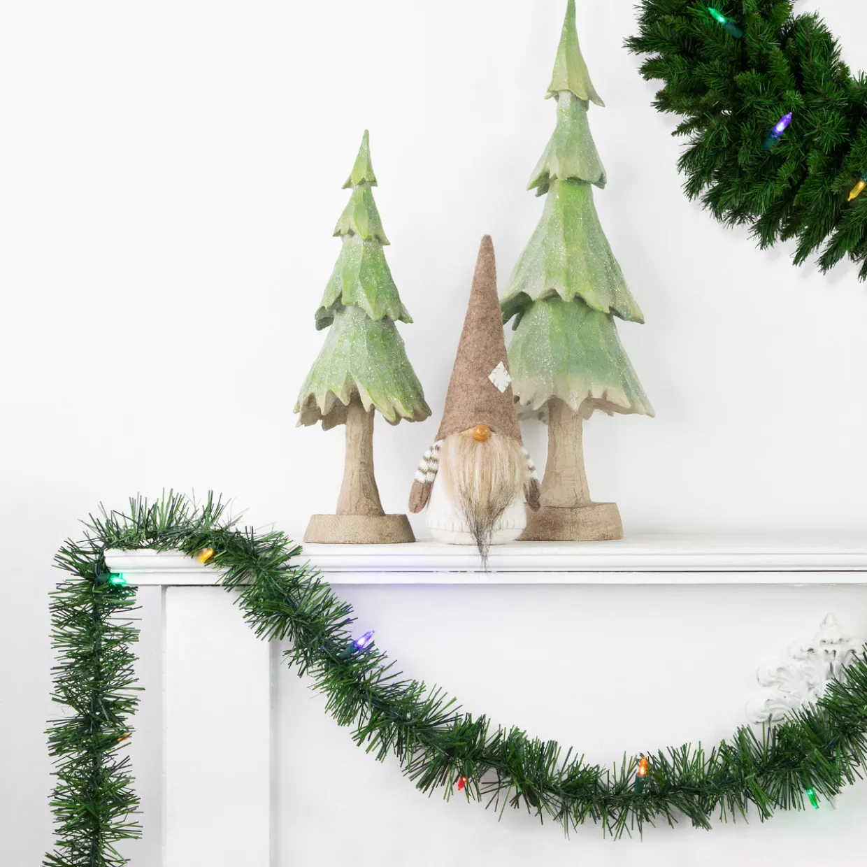 Pre-Lit LED Battery Operated Pine Artificial Christmas Garland - 18' - Multicolor Lights