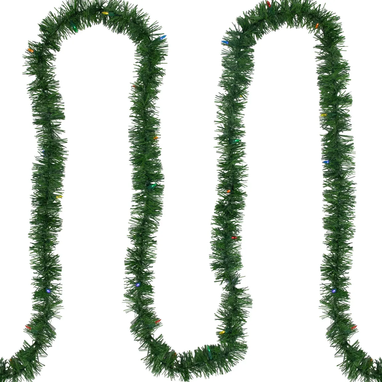 Pre-Lit LED Battery Operated Pine Artificial Christmas Garland - 18' - Multicolor Lights