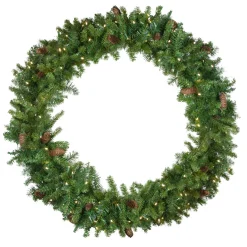 Pre-Lit LED Dakota Red Pine Artificial Christmas Wreath - 48-Inch, Warm White Lights
