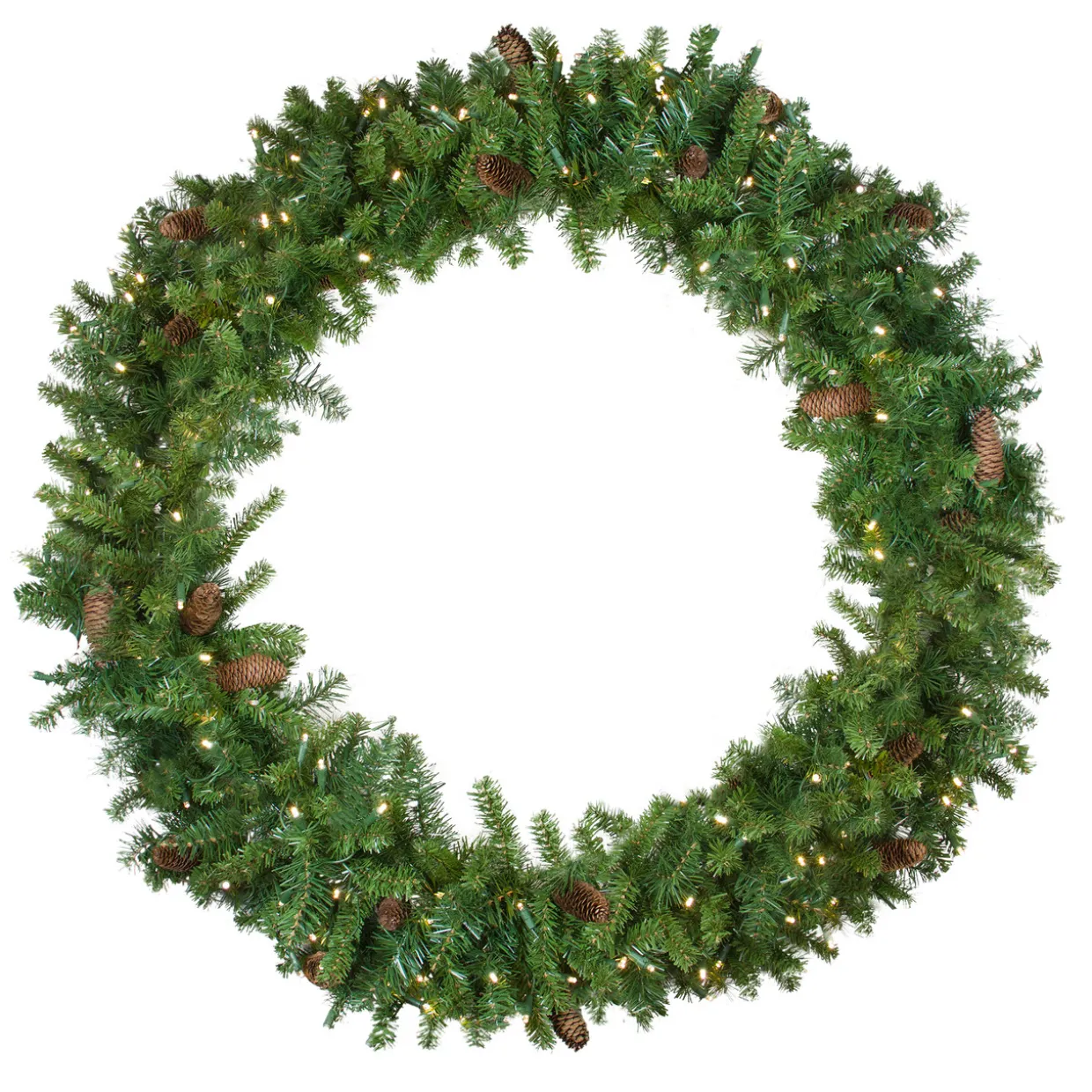 Pre-Lit LED Dakota Red Pine Artificial Christmas Wreath - 48-Inch, Warm White Lights