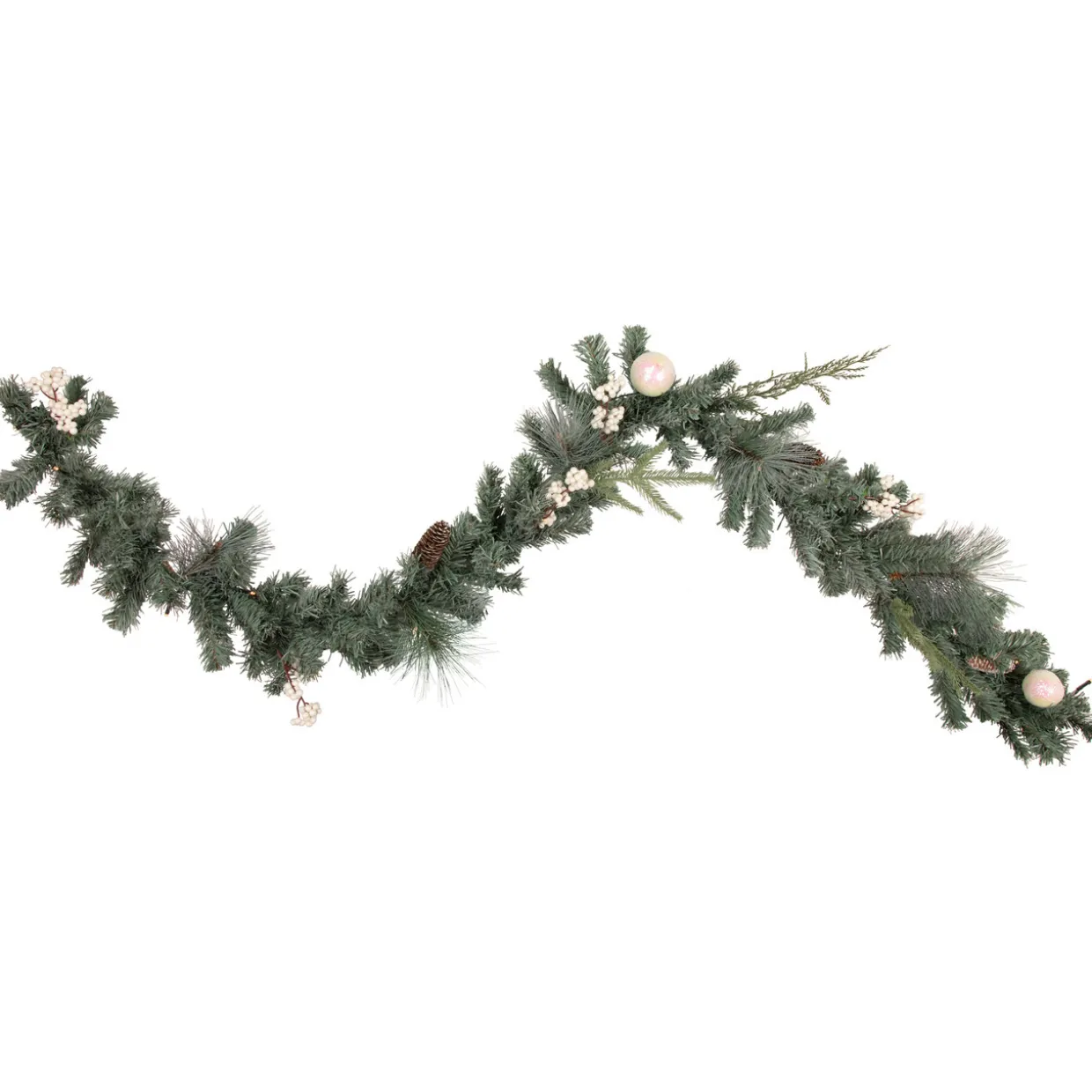 Pre-Lit LED Mixed Pine and Berries B/O Christmas Garland - 6' x 12" - Warm White Lights