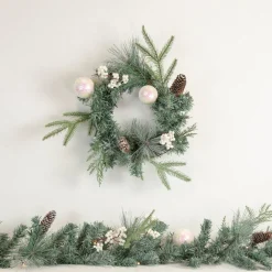 Pre-Lit LED Mixed Pine and Berries B/O Christmas Garland - 6' x 12" - Warm White Lights