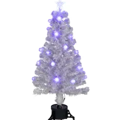 Pre-Lit Medium Iridescent Fiber Optic Artificial Christmas Tree - 4' - White - Blue LED Lights
