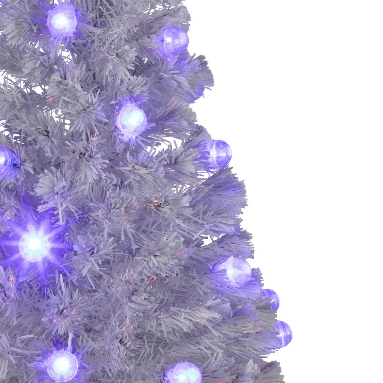 Pre-Lit Medium Iridescent Fiber Optic Artificial Christmas Tree - 4' - White - Blue LED Lights