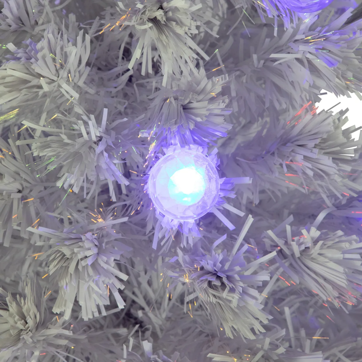 Pre-Lit Medium Iridescent Fiber Optic Artificial Christmas Tree - 4' - White - Blue LED Lights