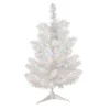 Pre-Lit Medium Pine Artificial Christmas Tree - 2' - White - Multicolor LED Lights