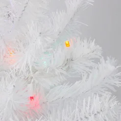 Pre-Lit Medium Pine Artificial Christmas Tree - 2' - White - Multicolor LED Lights