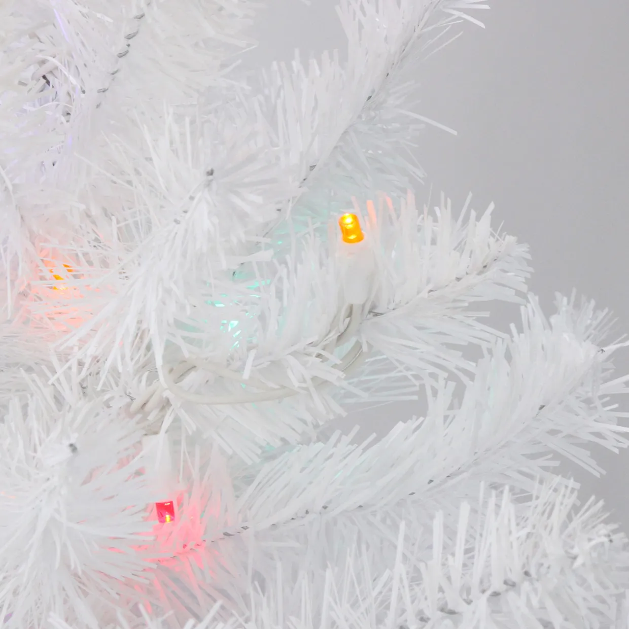 Pre-Lit Medium Pine Artificial Christmas Tree - 2' - White - Multicolor LED Lights