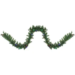Pre-Lit Northern Pine Artificial Christmas Garland - 9' x 10" - Multicolor LED Lights