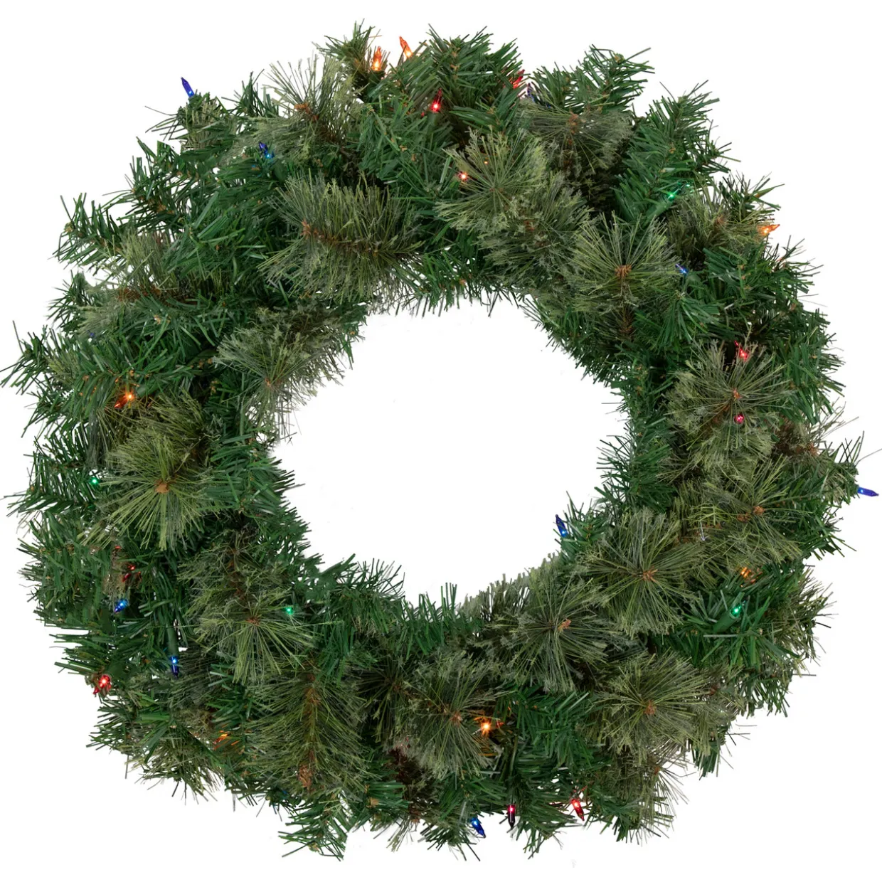 Pre-Lit Oregon Cashmere Pine Artificial Christmas Wreath, 24-Inch, Multi Lights