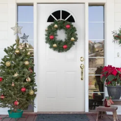 Pre-Lit Oregon Cashmere Pine Artificial Christmas Wreath, 24-Inch, Multi Lights