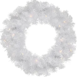 Pre-Lit Pine Artificial Christmas Wreath - 24" - White - Clear Lights