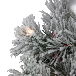 Pre-Lit Potted Snowy Bristle Pine Artificial Christmas Tree Clear Lights - 5'