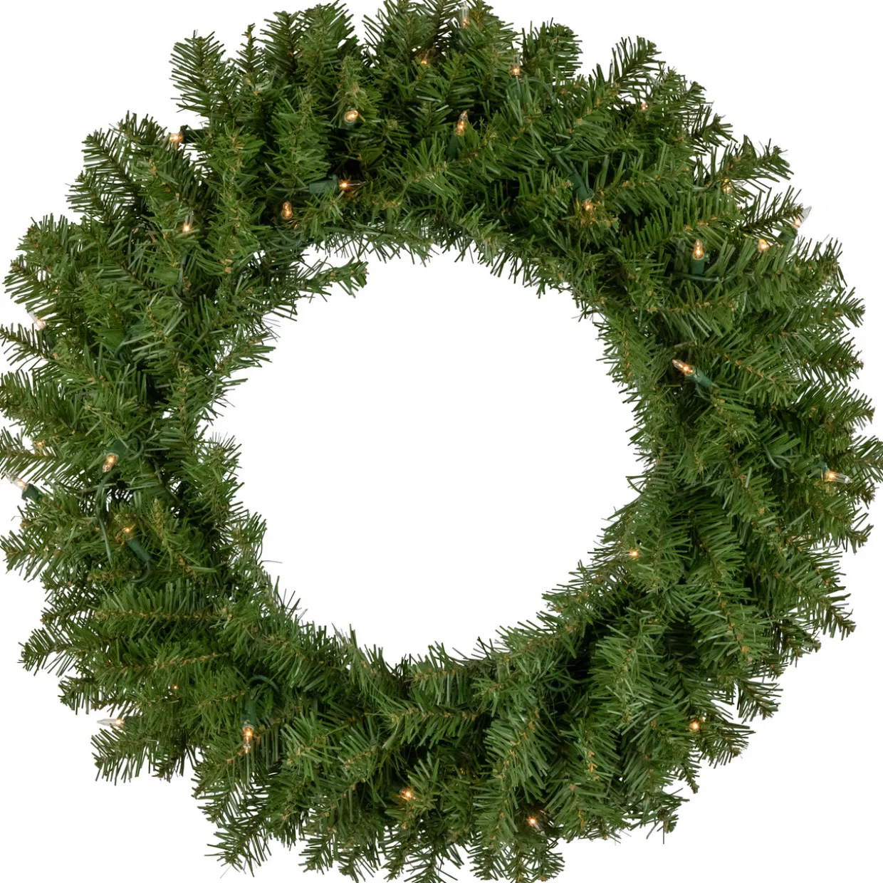 Pre-Lit Rockwood Pine Artificial Christmas Wreath - 24" - Clear Lights