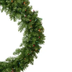 Pre-Lit Rockwood Pine Artificial Christmas Wreath, 36-Inch, Multi Lights