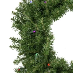 Pre-Lit Rockwood Pine Artificial Christmas Wreath, 24-Inch, Multi LED Lights