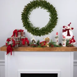 Pre-Lit Rockwood Pine Artificial Christmas Wreath, 36-Inch, Clear Lights