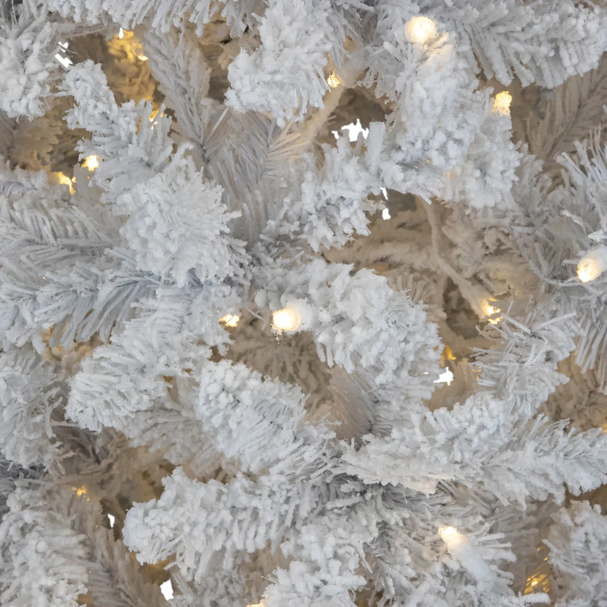 Pre-Lit Slim Flocked White Pine Artificial Christmas Tree - 7.5' - Warm White LED Lights