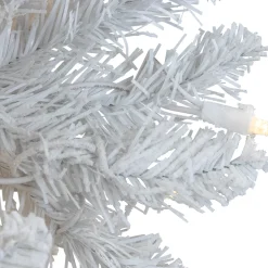 Pre-Lit Slim Flocked White Pine Artificial Christmas Tree - 7.5' - Warm White LED Lights