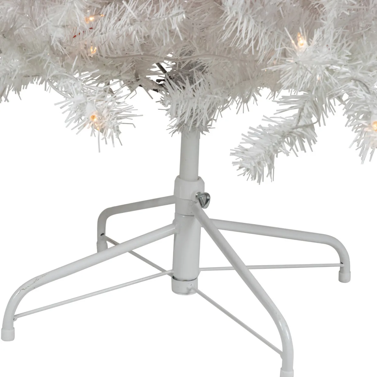 Pre-Lit Slim Flocked White Pine Artificial Christmas Tree - 7.5' - Warm White LED Lights