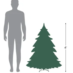 Pre-Lit Slim Noble Fir Artificial Christmas Tree - 4' - Clear Lights