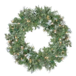 Pre-Lit Snow Mountain Pine Artificial Christmas Wreath - 24" - Clear Lights