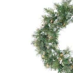 Pre-Lit Snow Mountain Pine Artificial Christmas Wreath - 24