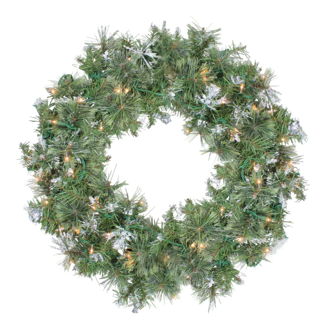 Pre-Lit Snow Mountain Pine Artificial Christmas Wreath - 30" - Clear Lights