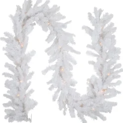 Pre-lit Snow White Artificial Christmas Garland - 9' x 12" - Clear Lights