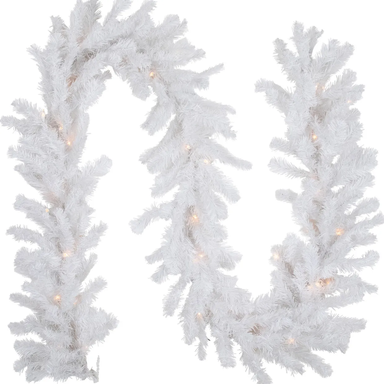 Pre-lit Snow White Artificial Christmas Garland - 9' x 12" - Clear Lights