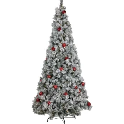 Pre-Lit Snowy Bristle Pine Artificial Christmas Tree - 7.5' - Warm White LED Lights