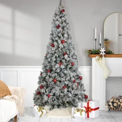Pre-Lit Snowy Bristle Pine Artificial Christmas Tree - 7.5' - Warm White LED Lights