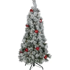Pre-Lit Snowy Bristle Pine Artificial Christmas Tree - 4.5' - Clear Lights