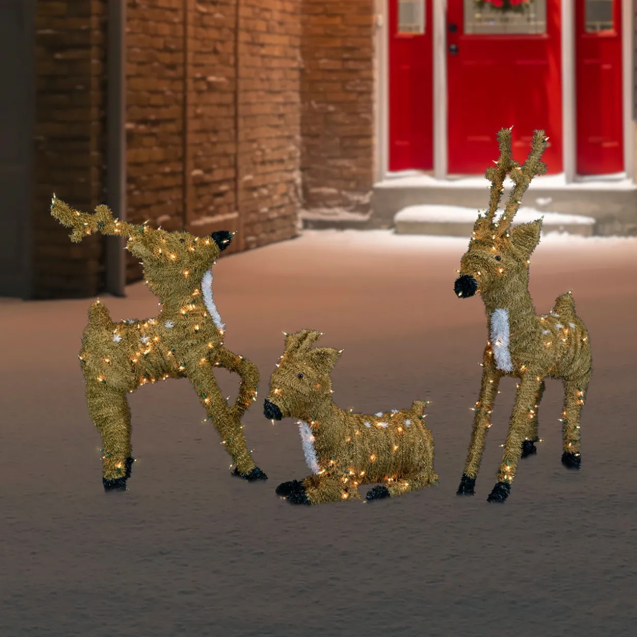 Pre-Lit Standing Reindeer with Spots Outdoor Christmas Decoration - Brown