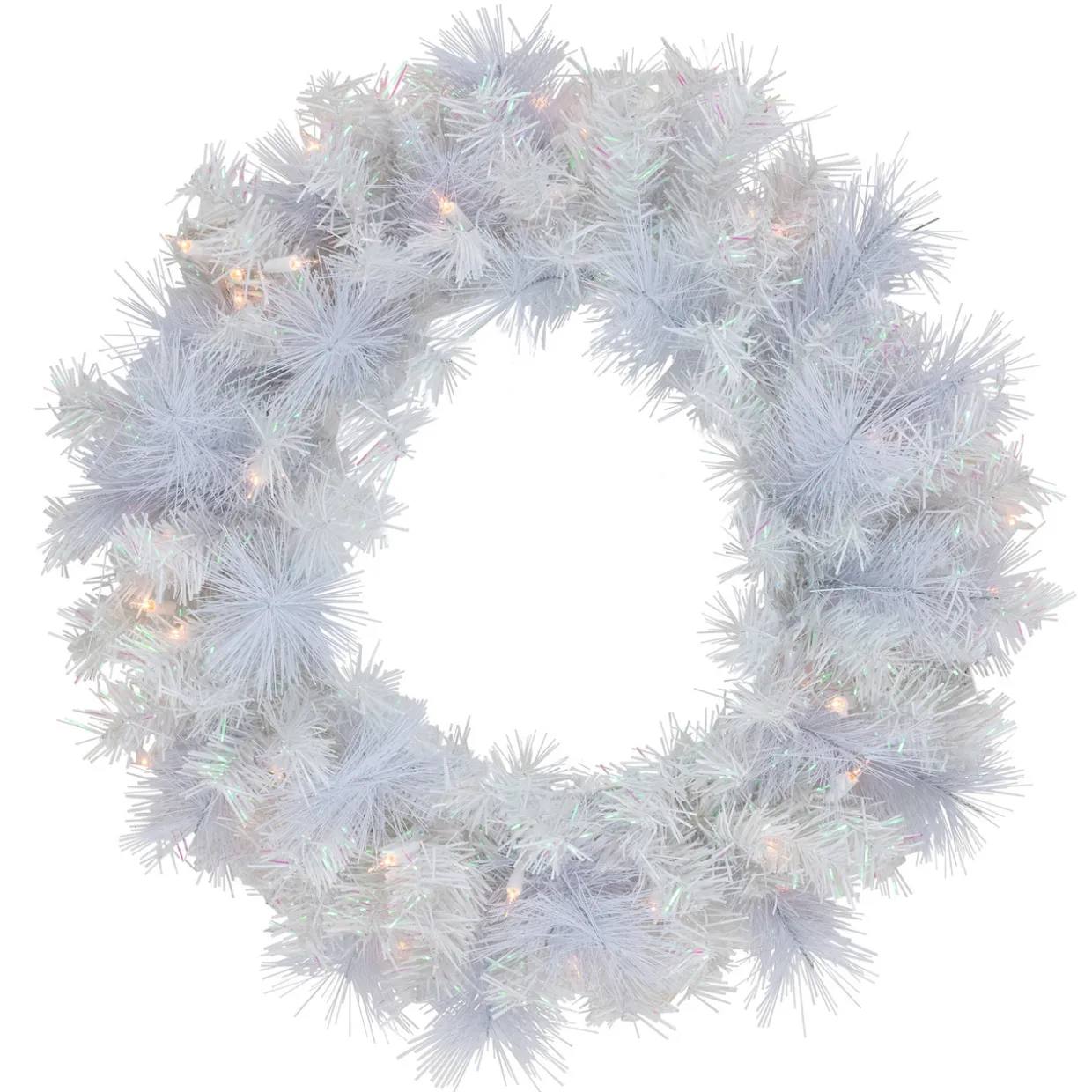 Pre-Lit Vermont White Pine Artificial Christmas Wreath, 24-Inch, Clear Lights